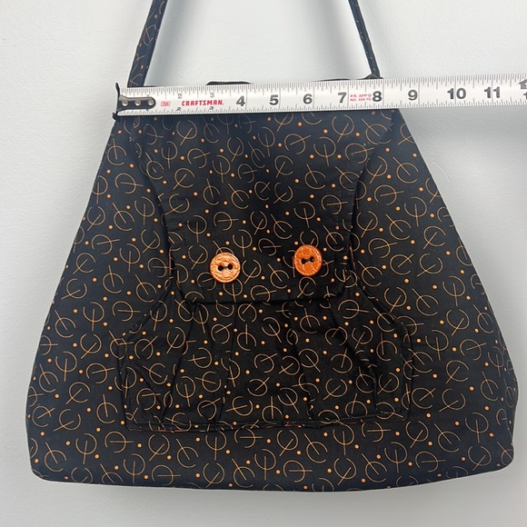 Debbie Erwin cloth geometric pattern retro style fabric shoulder bag - Picture 7 of 11